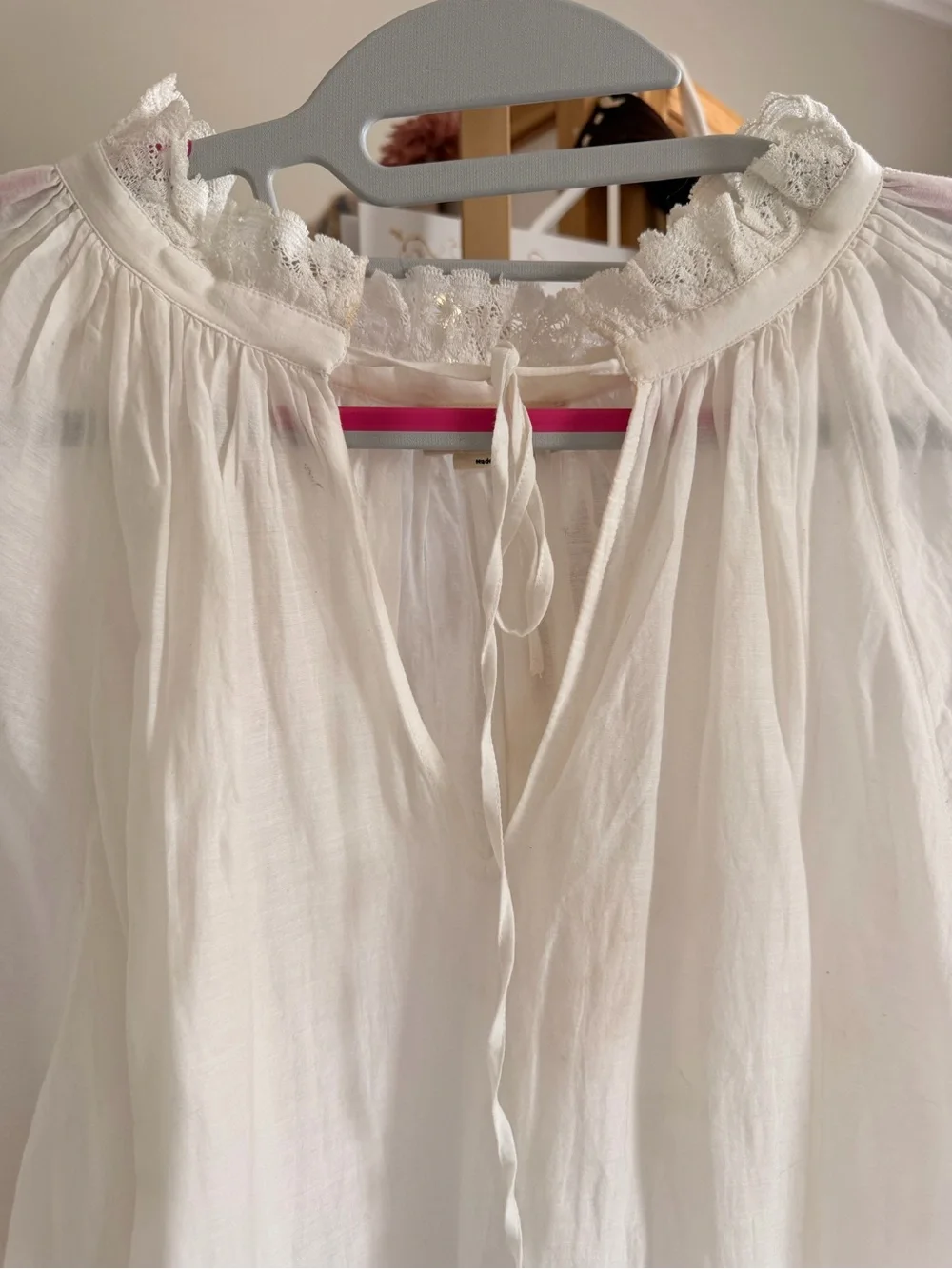 Zadig & Voltaire Theresa Cotton Lace Boho Blouse White Size L - Picture 5 of 13